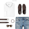 Essential Button Down Collar Men's Casual Shirt In Pure White Ways To Wear With Light Denim