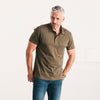 Batch Men's Constructor Short Sleeve Polo Shirt – Olive Green Cotton Jersey Image On Body Standing