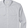 Batch Men's Constructor Band Collar Utility Shirt Aluminum Gray End-on-end Pocket Close Up Image