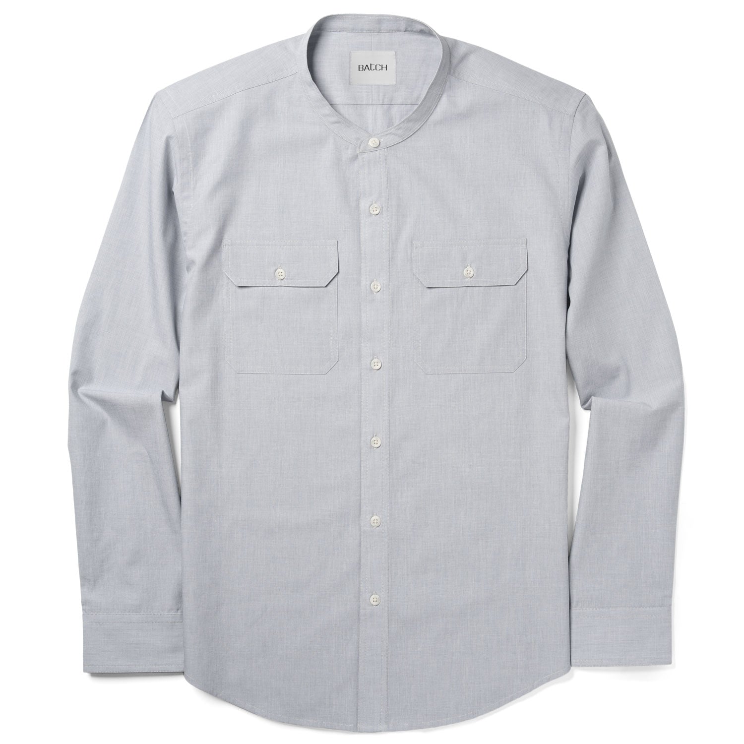 Constructor Band Collar Utility Shirt – Aluminum Gray End-on-end