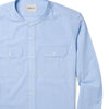 Batch Men's Constructor Band Collar Utility Shirt Clean Blue End-on-end Pocket Close Up Image