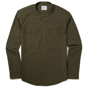 Batch Men's Constructor Band Collar Utility Shirt Olive Green End-on-end Image
