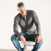 Batch Constructor Henley In Slate Gray Jersey Fabric On Body Image Sitting
