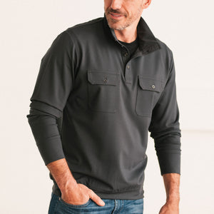 Batch Men's Constructor Pullover Shirt – Slate Gray Tech 4W Stretch Image On Body Standing