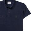 Batch Men's Constructor Short Sleeve Polo Shirt – Navy Cotton Jersey Image Close Up of Pocket