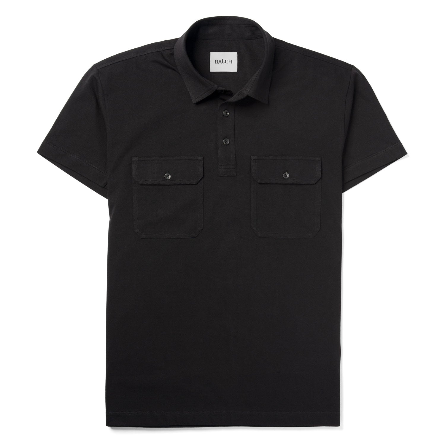 Constructor Short Sleeve Polo Shirt –  Black Cotton Jersey