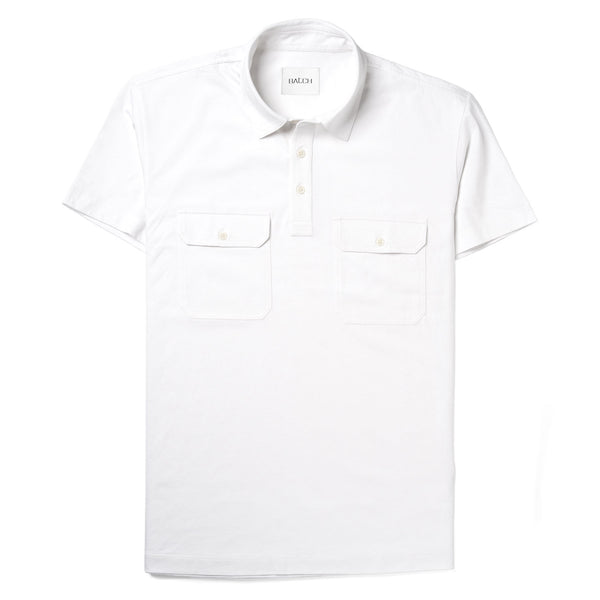 Constructor Short Sleeve Polo Shirt –  Pure White Cotton Jersey