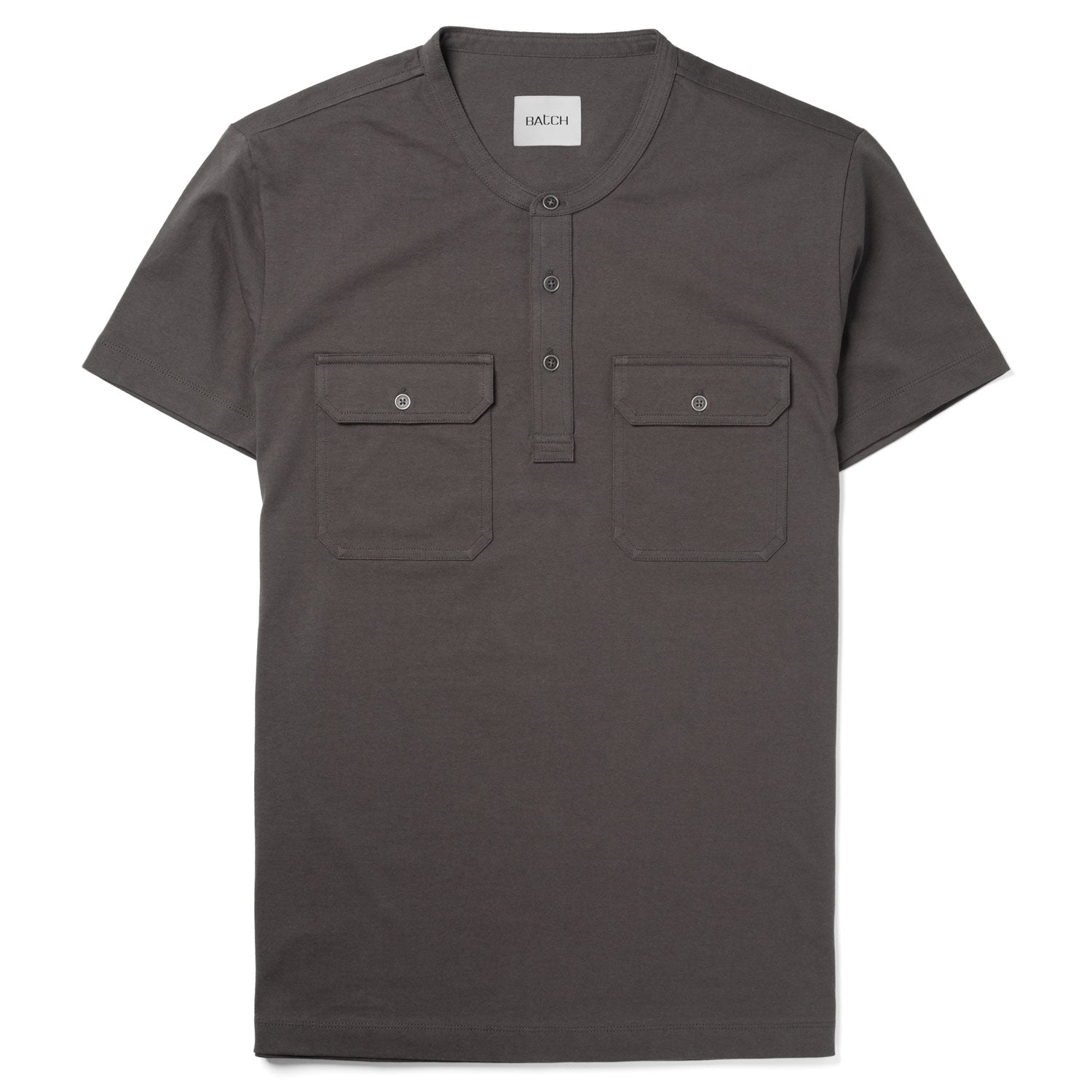 Constructor Short Sleeve Henley Shirt –  Slate Gray Cotton Jersey