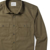 Convoy Two Pocket Men's Utility Shirt In Fatigue Green Mercerized Cotton Close-Up Image