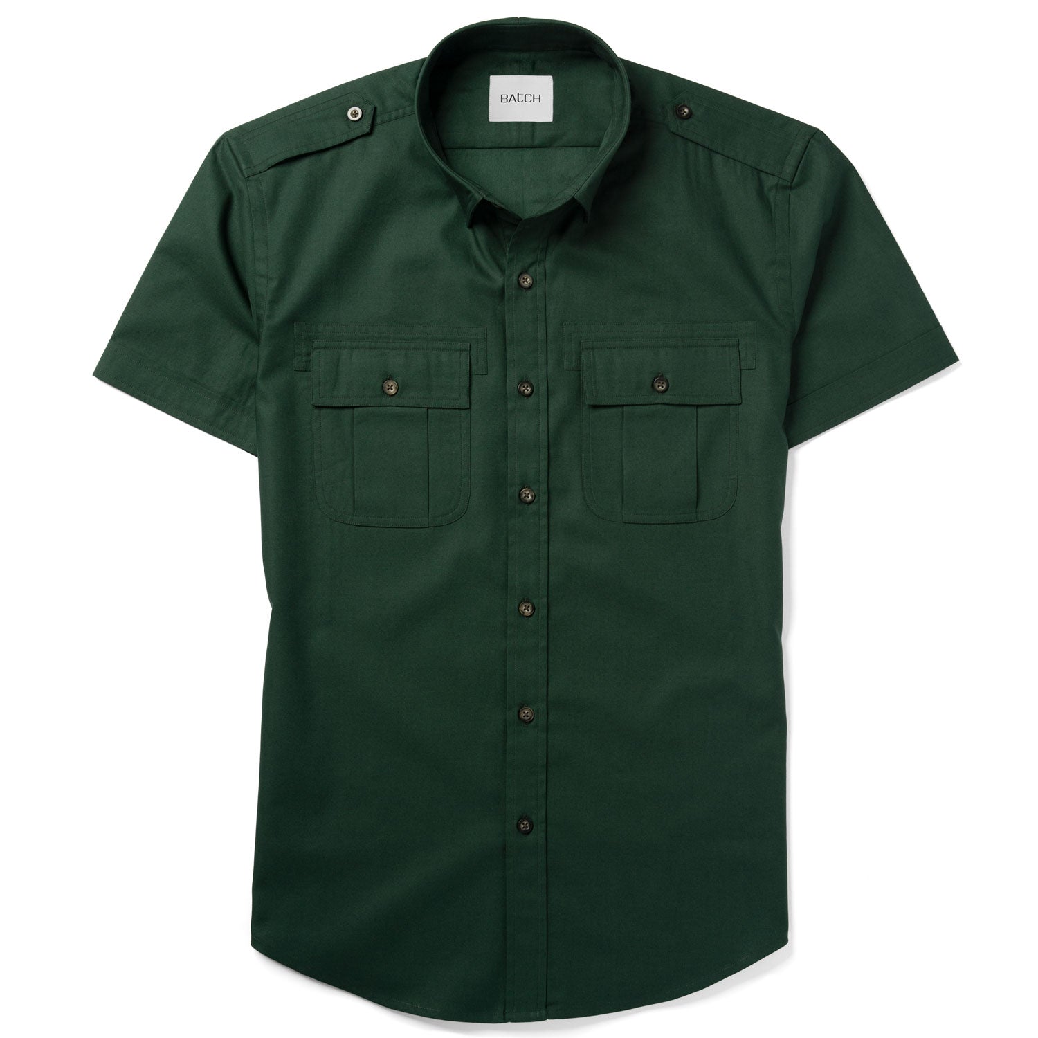 Convoy Short Sleeve Utility Shirt – Forest Green Mercerized Cotton