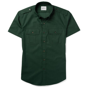 Batch Convoy Short Sleeve Utility Shirt In Forest Green Flat Garment Image