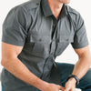 Batch Convoy Short Sleeve Utility Shirt Slate Gray Close Up Image