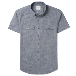 Batch Constructor Short Sleeve Shirt in Navy Micro Check Image