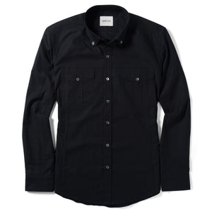 Editor Two Pocket Men's Utility Shirt In Jet Black Mercerized Cotton