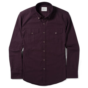 Batch Editor Two Pocket Men's Utility Shirt In Dark Burgundy Mercerized Cotton Image