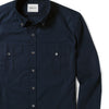 Editor Two Pocket Men's Utility Shirt In Dark Navy Mercerized Cotton Close-Up Image