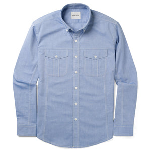 Batch Editor Two Pocket Men's Utility Shirt In Classic Blue Cotton Oxford Image