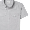 Batch Men's Editor Short Sleeve Utility Shirt – Aluminum Gray Oxford Image Pocket Close Up