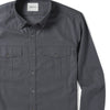 Editor Two Pocket Men's Utility Shirt In Slate Gray Mercerized Cotton Close-Up Image