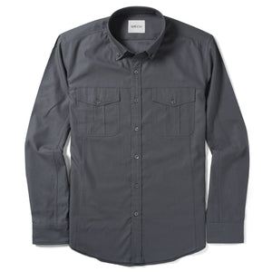 Editor Two Pocket Men's Utility Shirt In Slate Gray Mercerized Cotton