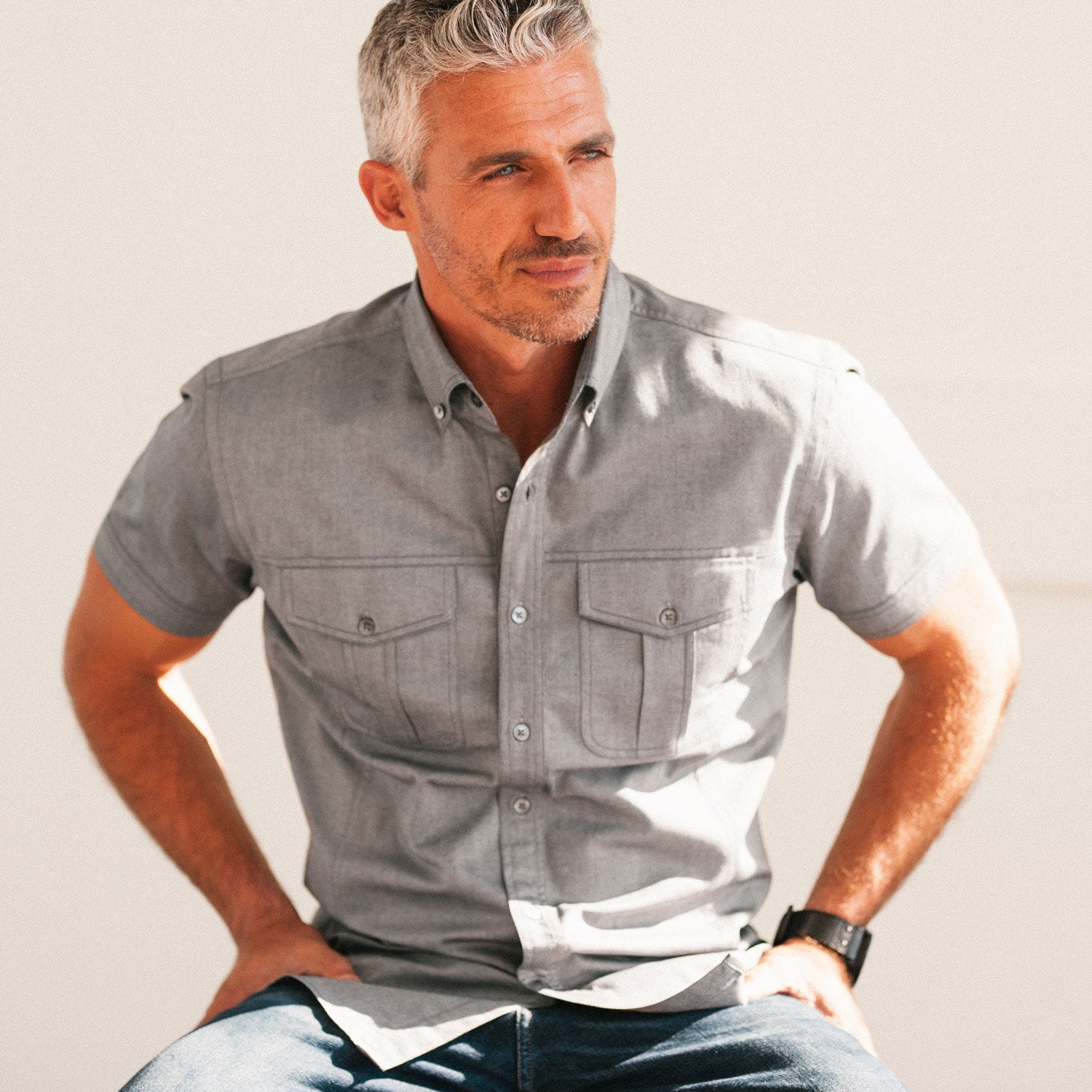mens grey short sleeve dress shirt 32 Degrees Men's Casual Short Sleeve Dress Shirt - Stretch Comfort Button-Up Shirt