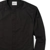 Batch Men's Essential Band Collar Button Down Shirt - Black Cotton Twill Image Close Up