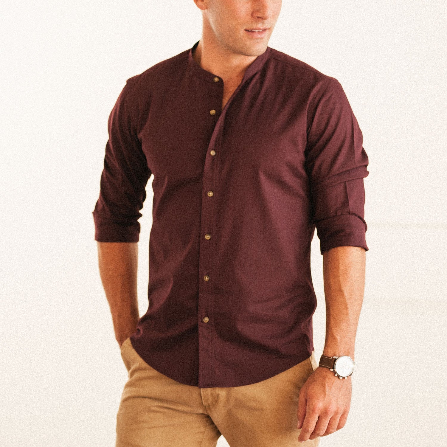 burgundy dress shirt with khaki pants What To Wear With a Burgundy Dress Shirt