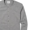 Batch Men's Essential Band Collar Button Down Shirt - Flint Gray Cotton Oxford Image Close Up