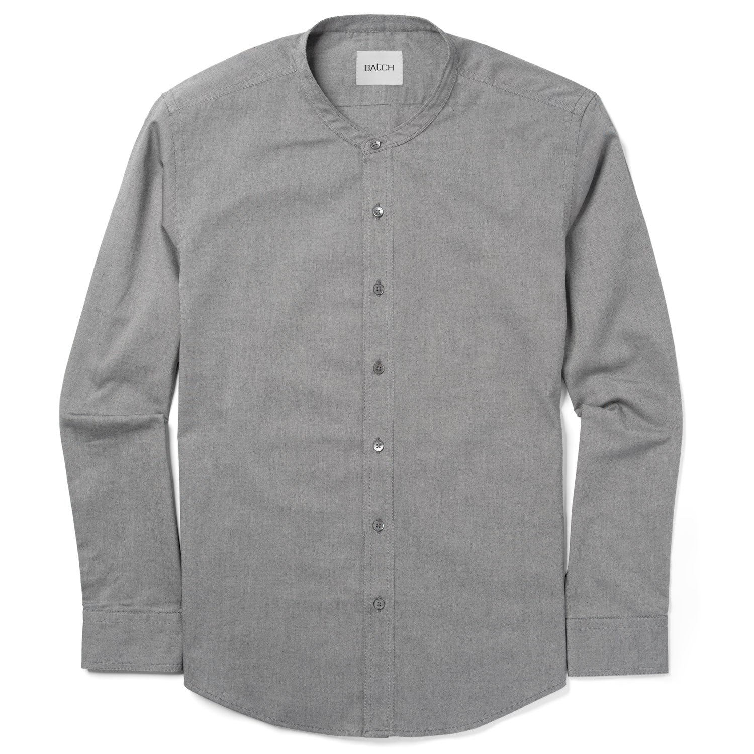 Essential Band Collar Button Down Shirt - Flint Gray Cotton Oxford