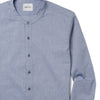 Batch Men's Essential Band Collar Button Down Shirt - Navy Cotton Oxford Image Close Up