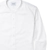 Batch Men's Essential Band Collar Button Down Shirt - Pure White Cotton Oxford Image Close Up