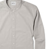 Batch Men's Essential Band Collar Button Down Shirt - Cement Gray Cotton Twill Image Close Up