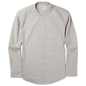 Batch Men's Essential Band Collar Button Down Shirt - Cement Gray Cotton Twill Image