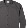 Batch Men's Essential Band Collar Button Down Shirt - Slate Gray Cotton Twill Image Close Up