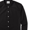 Batch Men's Essential Band Collar WB Casual Shirt - Jet Black Stretch Poplin Image Close Up