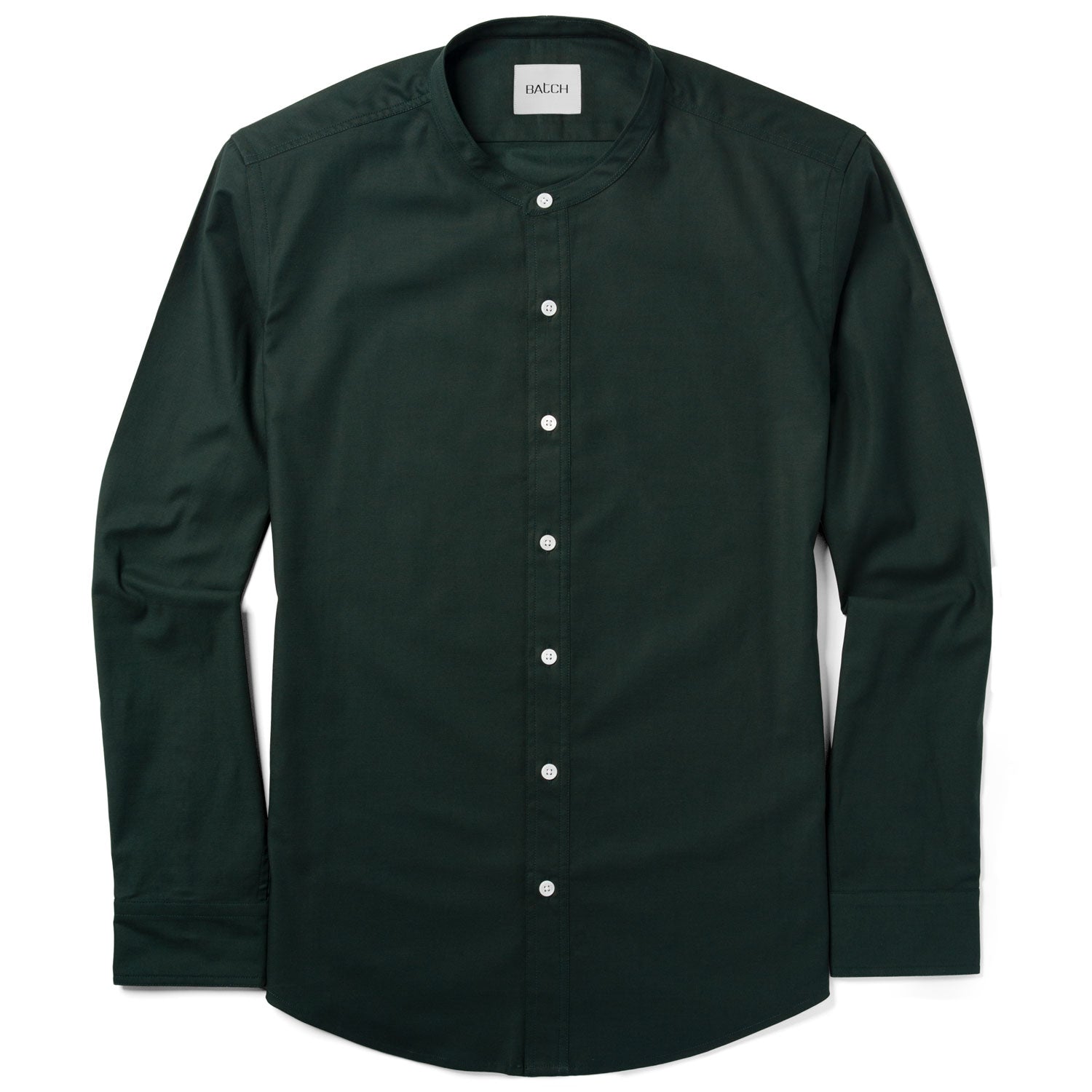 Essential Band Collar WB Casual Shirt - Evergreen Stretch Poplin