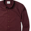 Batch Men's Essential Casual Shirt - Burgundy Cotton Twill Image Close Up