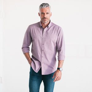 Batch Men's Essential End-on-end Shirt in Currant On Body Image