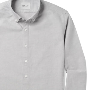 Batch Men's Essential Casual Shirt - Aluminum Gray Cotton Oxford Image Close Up
