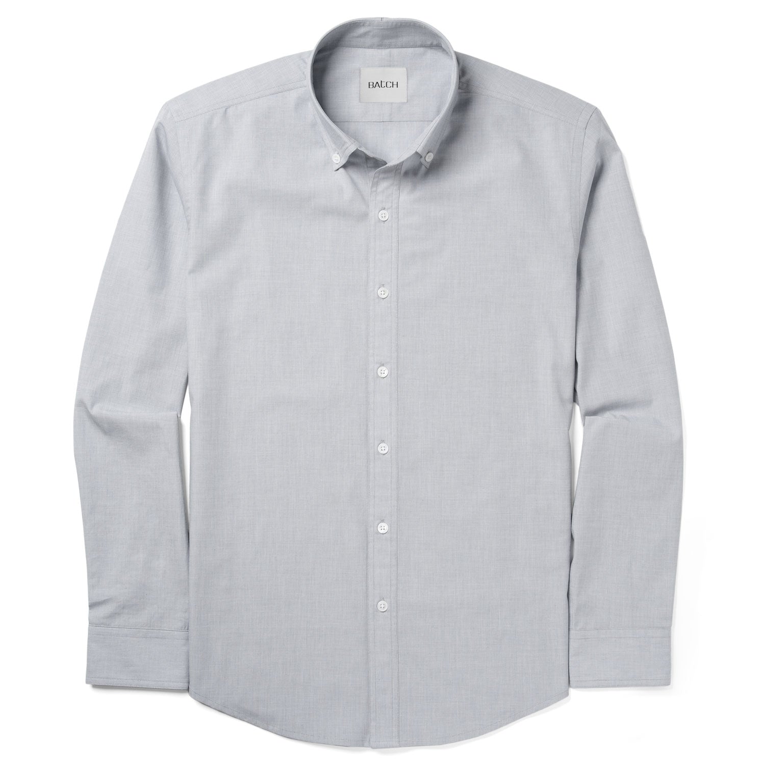 Essential Button Down Collar Casual Shirt - Aluminum Gray Cotton End-on-end