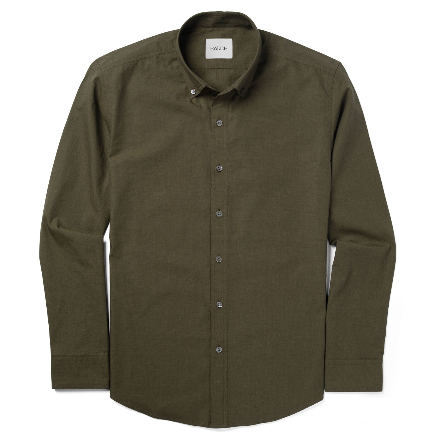 Essential Button Down Collar Casual Shirt - Olive Green Cotton End-on-end