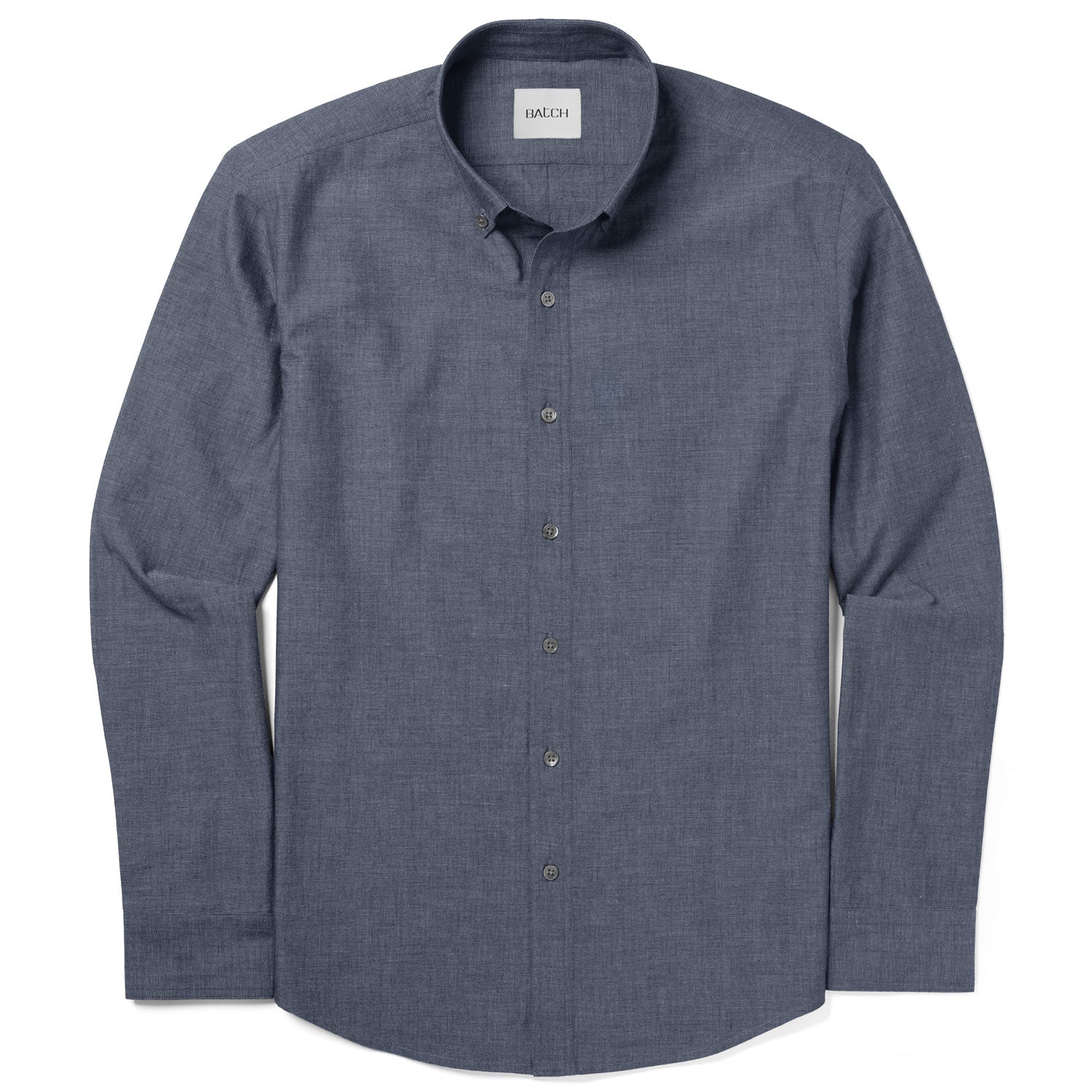 Essential Button Down Collar Casual Shirt - Navy Cotton End-on-end
