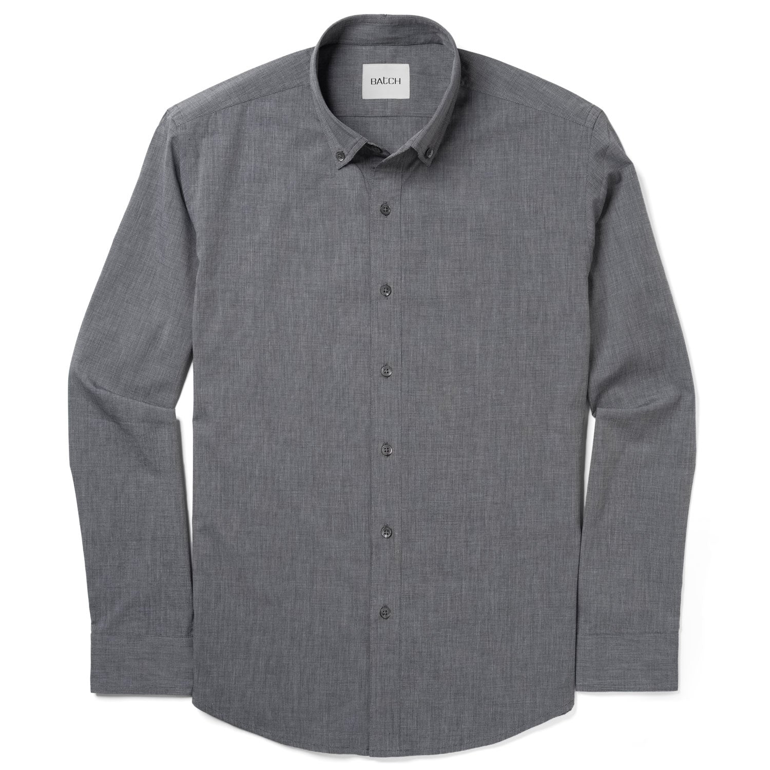 Essential Button Down Collar Casual Shirt - Titanium Gray Cotton End-on-end