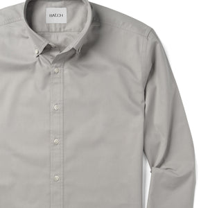 Batch Men's Essential Casual Shirt - Cement Gray Cotton Twill Image Close Up