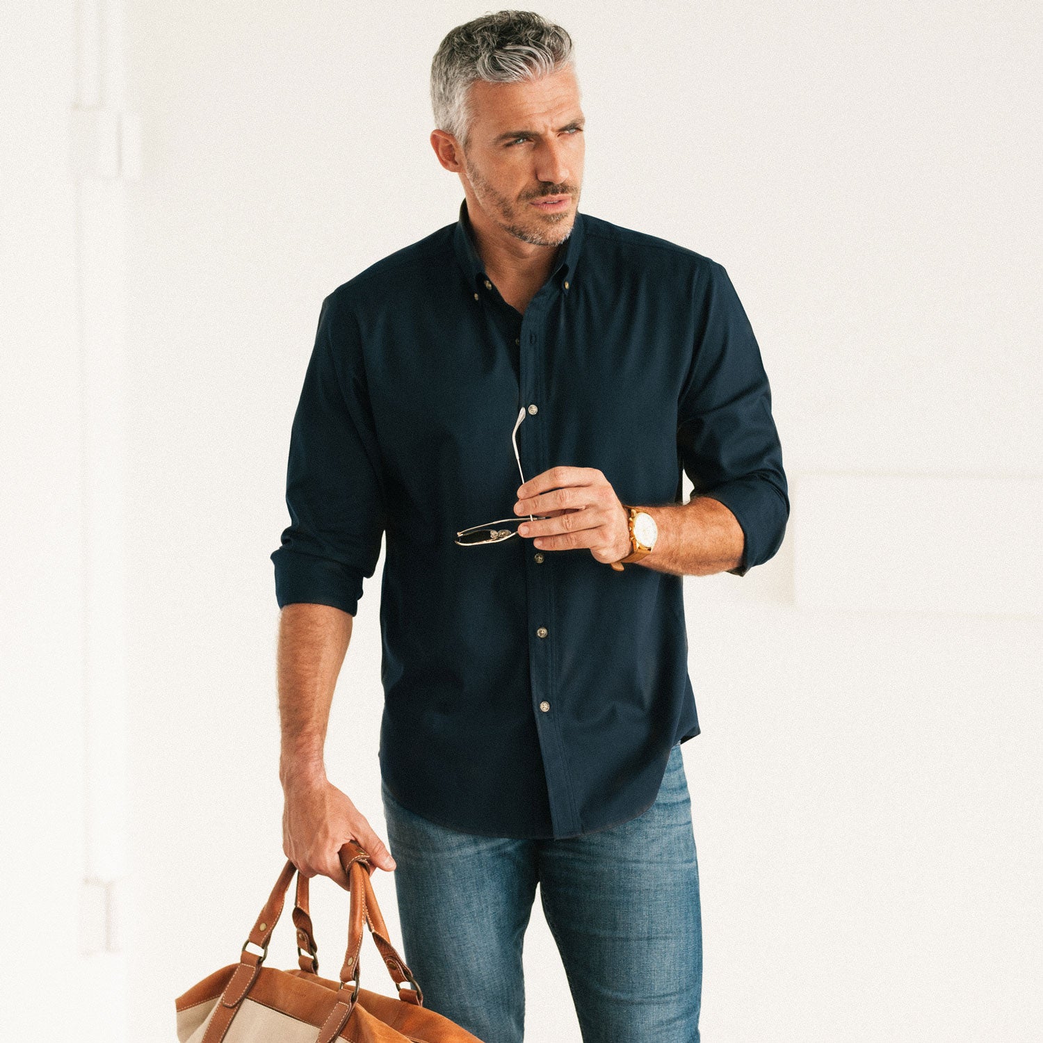 Men's Casual Button Down Shirt in Dark Navy Cotton Twill | Batch Men's Casual Button Down Shirt in Dark Navy Cotton Twill | Batch