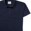 Batch Men's Essential Short Sleeve Polo Shirt – Navy Cotton Jersey Image Close Up