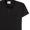 Batch Men's Essential Short Sleeve Polo Shirt – Black Cotton Jersey Image Close Up