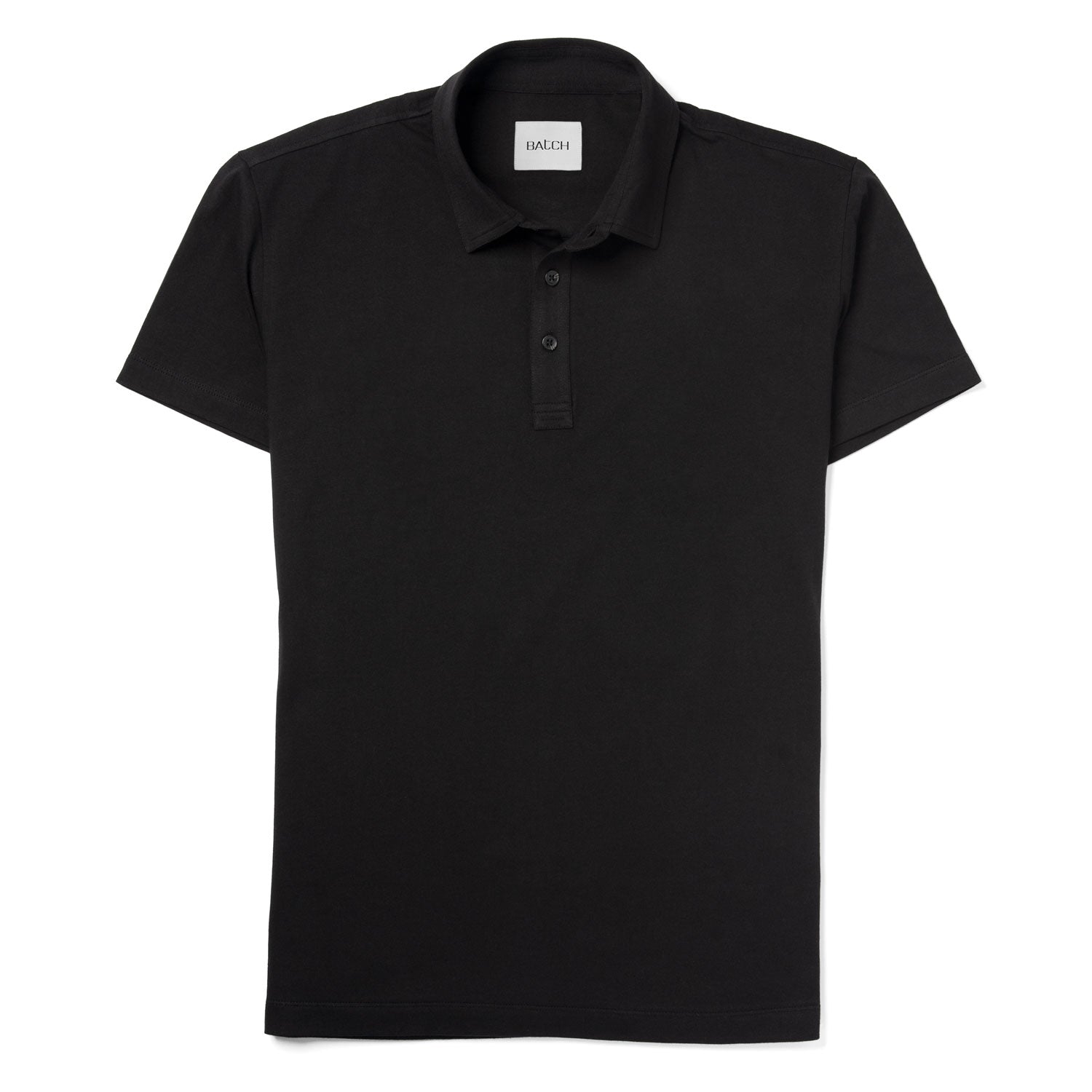 Essential Short Sleeve Polo Shirt –  Black Cotton Jersey