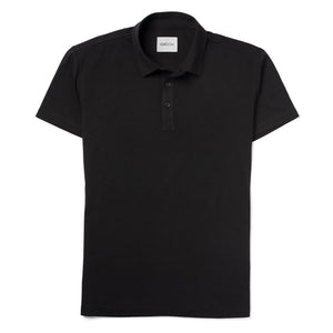 Batch Men's Essential Short Sleeve Polo Shirt – Black Cotton Jersey Image