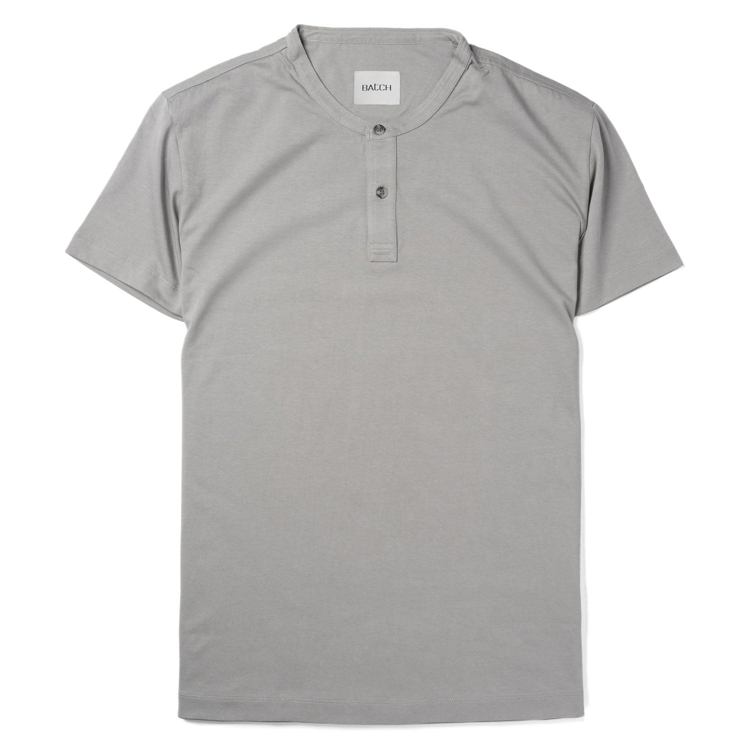 Essential Short Sleeve Henley Shirt –  Cement Gray Cotton Jersey